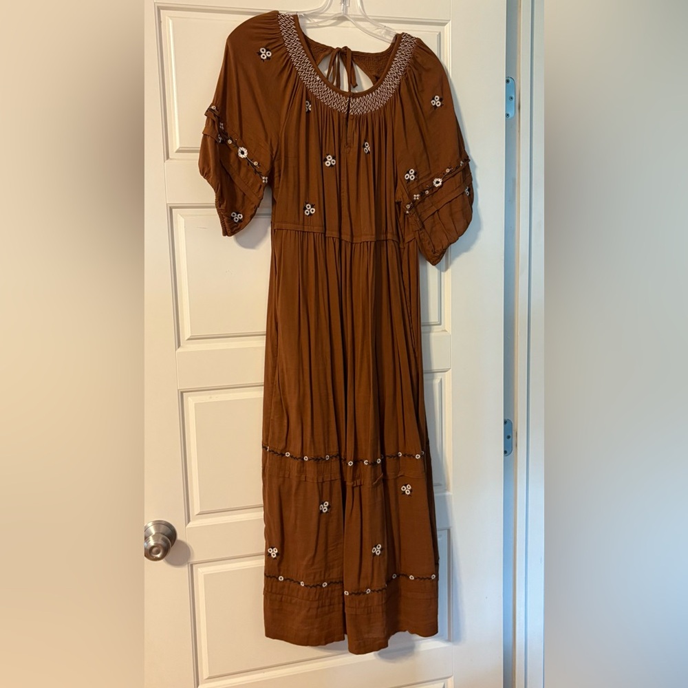 Old Navy Brown Embroidered Maxi Dress